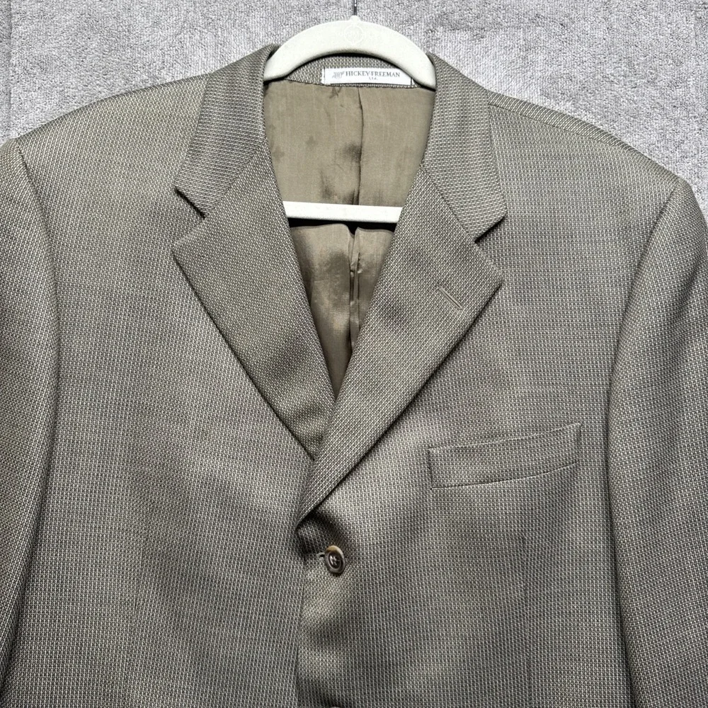 Hickey Freeman Blazer 43R Mens Brown Silk Wool 3 Button Sport Coat Double Vent‎